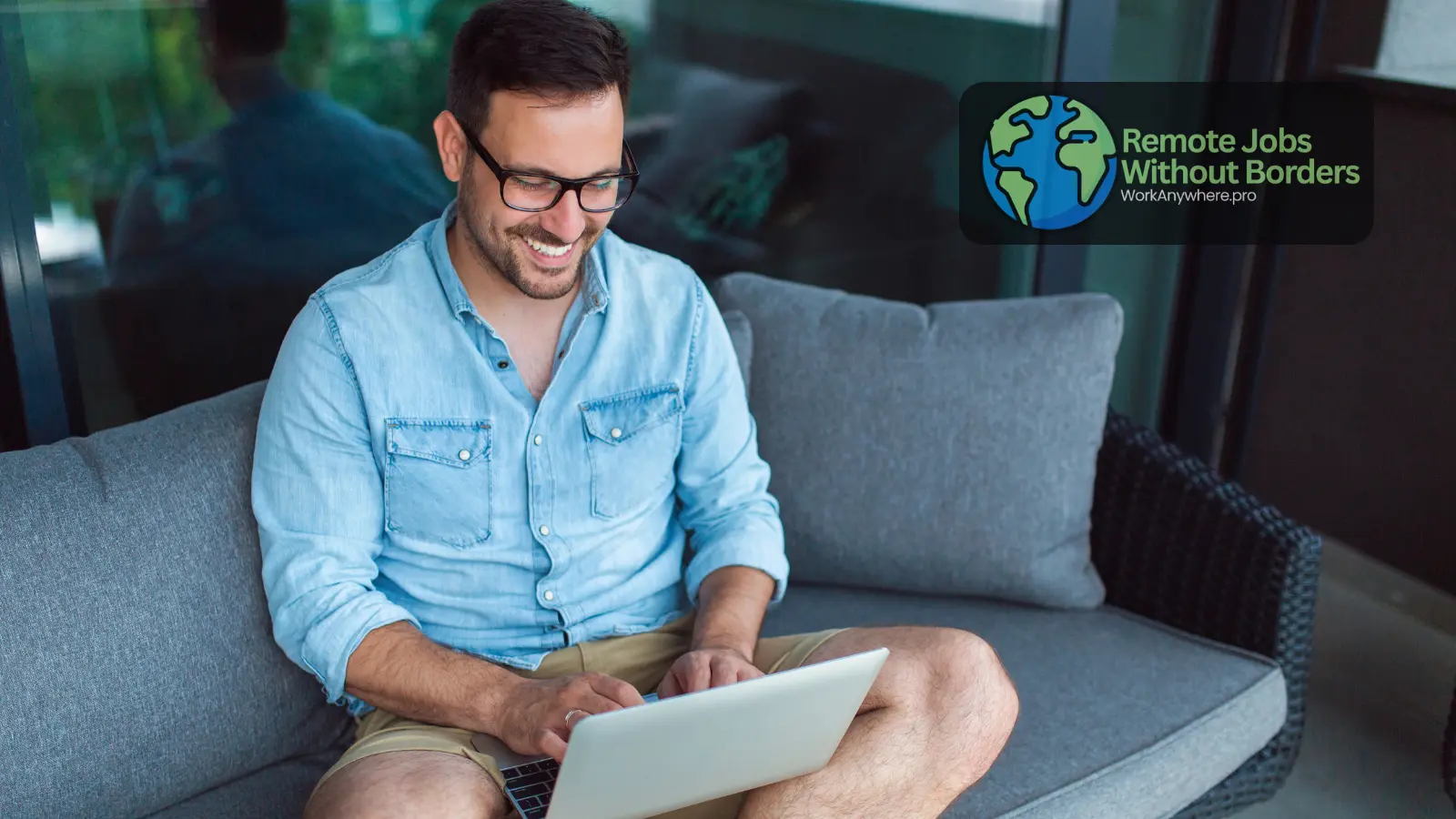 Illustration of searching for remote jobs online.